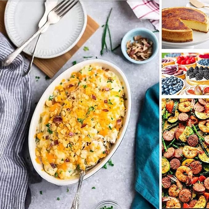 UIBFCWN Au Gratin Baking Dishes, 7.5''x4.5'' Ceramic Oval Baking Dish for Single Serving, Individual Casserole Dishes Oven Safe, Au Gratin Pans for Lasagna & Cobblers, 11.5oz, Set of 8