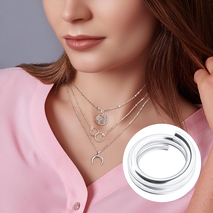 4pcs Jump Rings for Jewelry Making, 925 Sterling Silver Split Jump Ring, 6mm Double Loops Small Key Rings Open Connector Closures for Necklace Bracelets Jewelry Marking