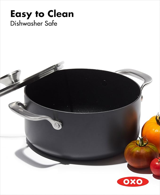 OXO Professional 10 Piece Cookware Pots and Pans Set, Hard Anodized Ceramic Nonstick PFAS-Free,Stainless Steel Handles,Induction,Skillets,Saute,Diamond Reinforced Coating,Dishwasher & Oven Safe,Black