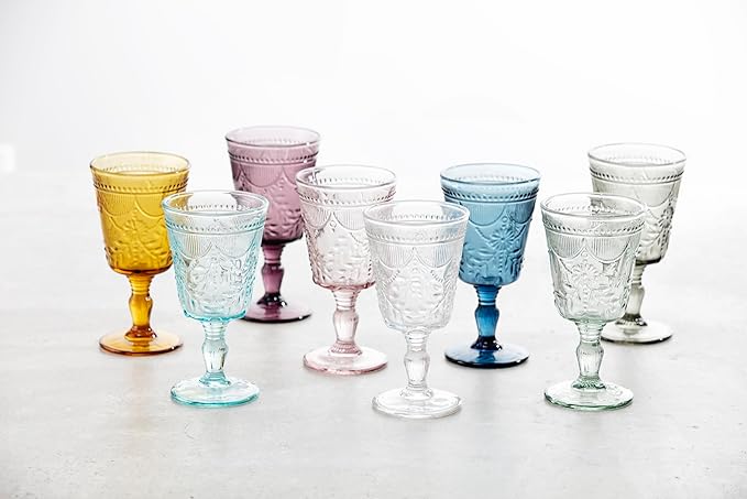 FORTESSA Debutante Vintage Themed Glassware, 10 Ounce Water Goblets (Set of 6), Dishwasher-Safe Water Glasses, Smoke Gray