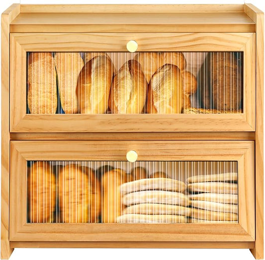 Corner Bread Box For Kitchen Countertop, Corner Breadbox, Bread Boxes for Kitchen Counter Organizer Decor Storage, Wooden Storage Box Breadbox, Housewarming Birthday Wedding Christmas Gift