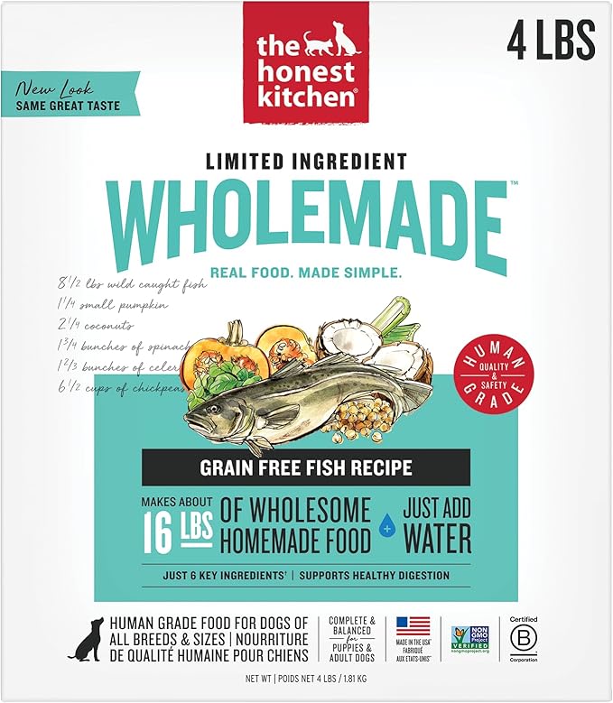 The Honest Kitchen Human Grade Wholemade™ Limited Ingredient Dehydrated Grain Free Fish Dog Food, 4lb