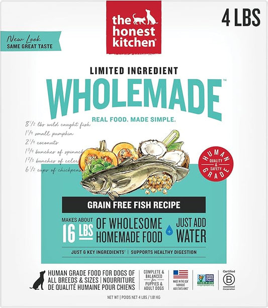The Honest Kitchen Human Grade Wholemade™ Limited Ingredient Dehydrated Grain Free Fish Dog Food, 4lb