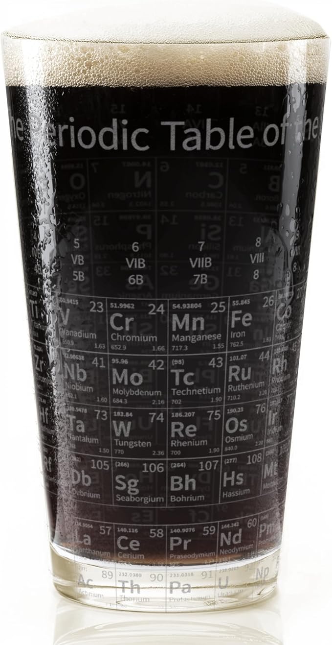 PERIODIC TABLE of ELEMENTS Engraved Pint Glass | Great Gift for Geeks, Nerds, Teachers and Students | Unique STEM Physics Chemisty Beer Decor