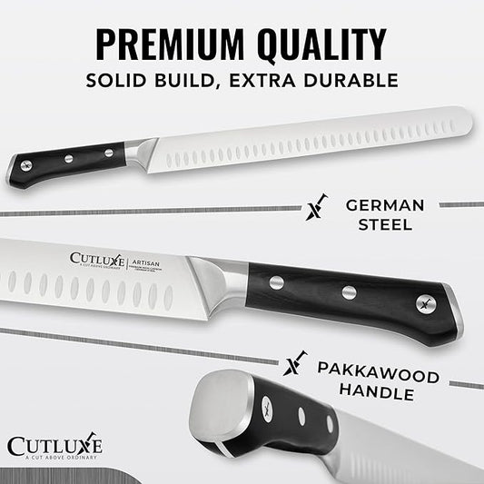 Cutluxe Butcher Knife Set – BBQ Brisket, Breaking & Boning Knife – Slicing Carving Knife Set for Meat Cutting, Ultra Sharp German Steel, Full Tang, Ergonomic Handles – Artisan Series