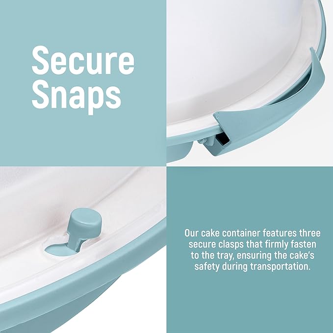 Tribello Extra Large Cake Storage Container, Cake Carrier With Handle Holds Cake 12 X 12 X 5 (Blue)