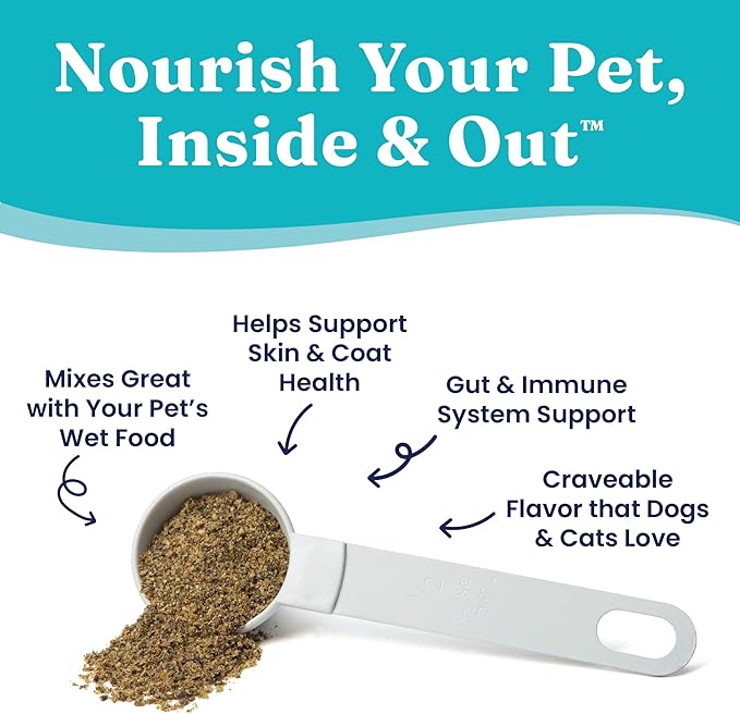 Solid Gold Cat & Dog Multivitamin Powder - Kelp Powder, Omega 3 & Vitamins for Dental, Digestive, Immune, Skin & Coat Health - Multi Vitamin for Dogs & Cats - Cat & Dog Food Additive Supplement - 1lb