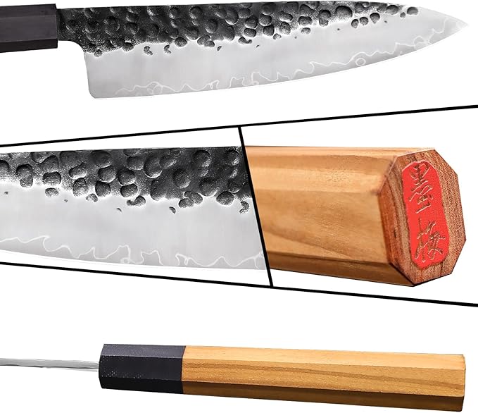 8 Inch Professional Kitchen Knife,High Carbon Steel Ultra Sharp Chef's Knife with Olivewood Handle & Gift Box