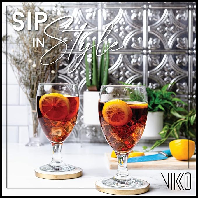 Vikko Classic Goblet Party Glasses, Iced Tea Glasses 20 Ounce, Set of 6 Goblets, Water Glasses, Dishwasher Safe Durable Glassware