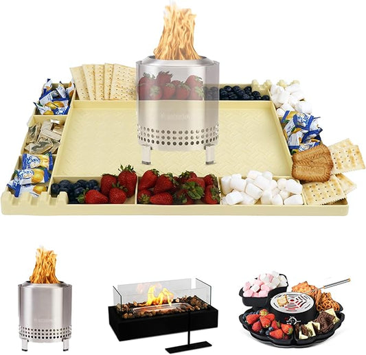 Silicone Mat for Solo Stove Mesa XL&Tabletop Fire Pit,Heat-Resistant Grill Mat, 22"x15",Up to 500°F, Fire Pit Table Protector for Smores,Patio,Cooking,BBQ & Deck-Beige