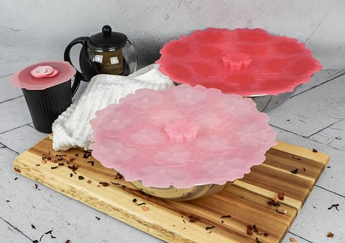 Charles Viancin Silicone Lids - Geranium Silicone Bowl Covers/Airtight Pan Lid (9 Inch Light Pink)