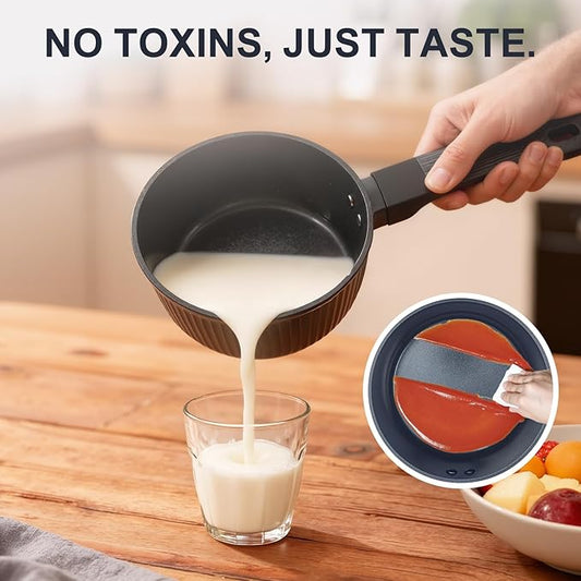 Nonstick Cookware Set, Ceramic Pots and Pans Set Non Toxic, 5-Piece Induction Ready Frying Pan & Saucepan with Lid, 3mm Aluminum Even Heating, Dishwasher Safe