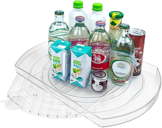 360° Rotating Lazy Susan Turntable - Multifunctional Rectangular Organizer 16.5" x 11.1" for Refrigerator, Cabinet, Pantry, and Kitchen Countertop (1 Pack)
