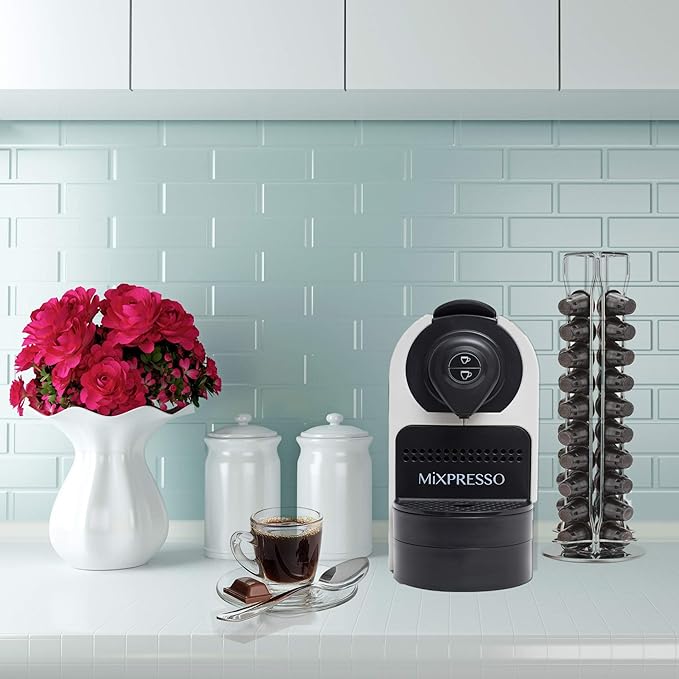 Mixpresso Capsule Spinning Carousel Holder I 360 Degree Rotatable Coffee Capsules Holder Rack I Solid Base | Holds 40 Coffee Pods Easy Access, Espresso Pod Holder For Home & Office