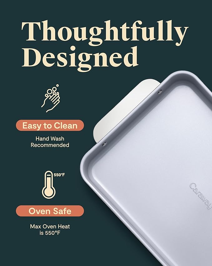Caraway Non-Stick Ceramic 9”x13” Rectangle Pan - Naturally Slick Ceramic Coating - Non-Toxic, PTFE & PFOA Free - Perfect for Brownies, Lasagnas, and More - Marigold