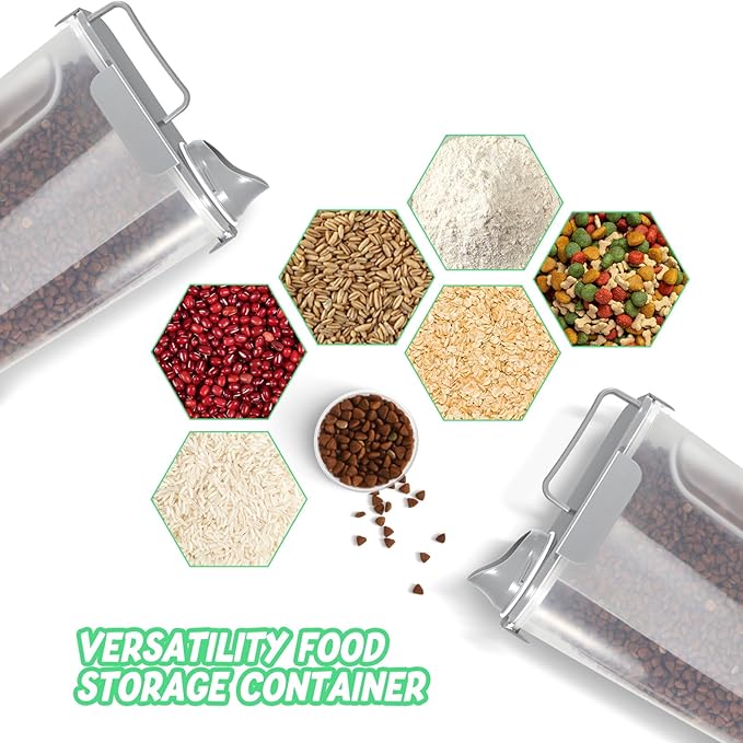 5Lbs Airtight Cat Dog Food Storage Container With Upgraded Large Nozzle, BPA-Free Pet Food Storage Containers For Rice, Grain, Pet Food, Flour Dog Treat Storage-2Pack Grey
