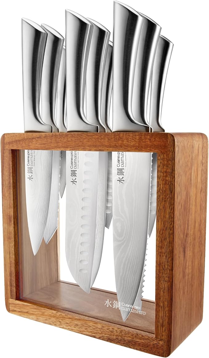 Cuisine::pro Damashiro Knife Block (Hiryu, 10-Piece Set) - Premium Japanese Steel Knife Set