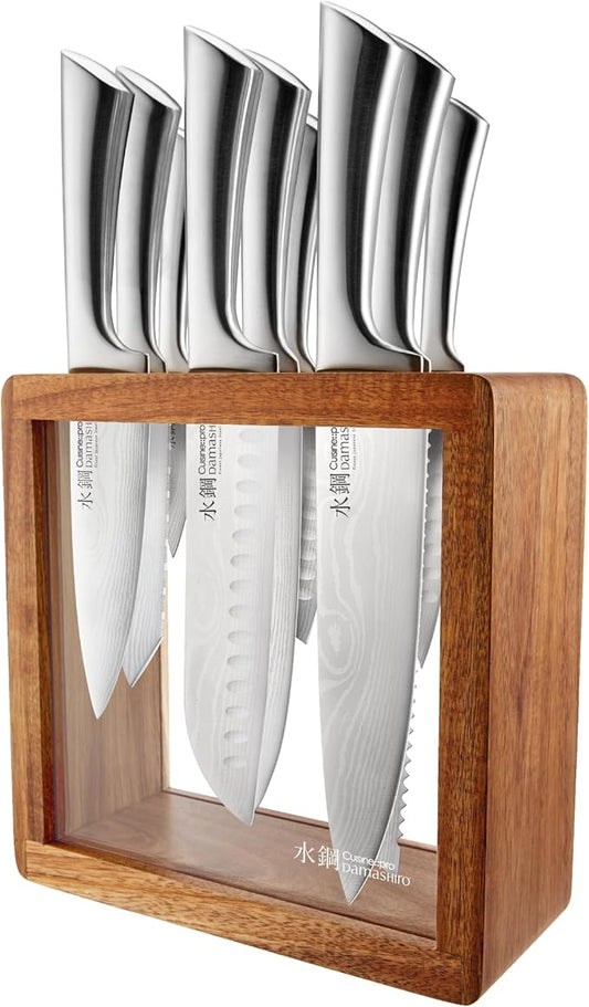 Cuisine::pro Damashiro Knife Block (Hiryu, 10-Piece Set) - Premium Japanese Steel Knife Set