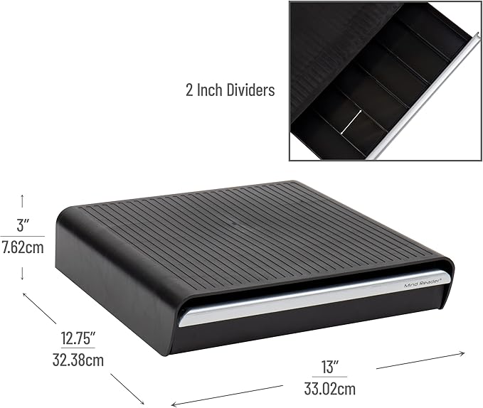 Mind Reader Single Serve Coffee Pod Drawer, 36 Pod Capacity, Countertop Organizer, Breakroom, 12.75"L x 13"W x 3"H, Black