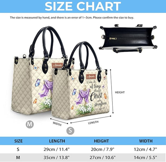 THUYPT Personalized Christian Leather Handbags, Handbag & Purse With Bible Verse Religious Tote Bag, Gift for Women