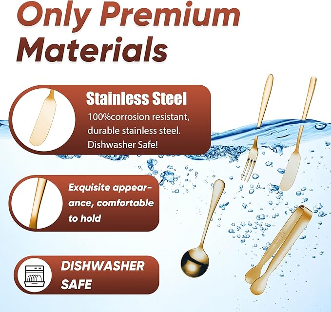 Patelai Cheese Butter Spreader Knives Set Charcuterie Accessories Stainless Steel Spreader Knives Charcuterie Boards Utensils Mini Serving Tongs Spoons and Forks for Appetizers Pastry(Golden)