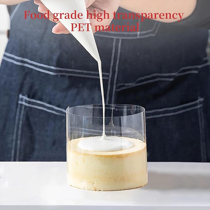 Cake Collar, Transparent Cake Rolls, Clear Cake Strips, DIY Acetate Sheet, Surrounding Edge for Baking Decorate, Chocolate Mousse Cake Elegant Cake Wrapping 100pcs 3.2"x 10.2"