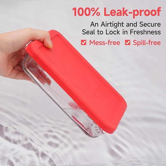 3 Cup Rectangle Silicone Lids Replacement for Anchor Hocking Glass Bowls (Container not Included) 2 Pack, Microwave, Dishwasher and Freezer Safe