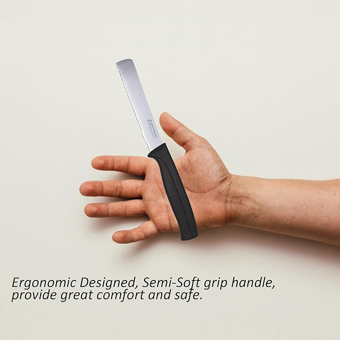 Breakfast Knife, MATTSTONE HILL 4.3 Inch Kitchen Utility Knife - All Purpose Knife, Premium Stainless Steel, Semi Soft Handle, Black