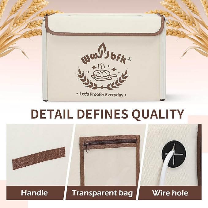 Wwyybfk Bread Proofing Box Foldable Dough Proofer Box with 68-131℉ Temp Control & 99H Timer for Sourdough, Bread Baking, Pizza, Yogurt, Kombucha, Space-Saving & 6-Layer Fabric