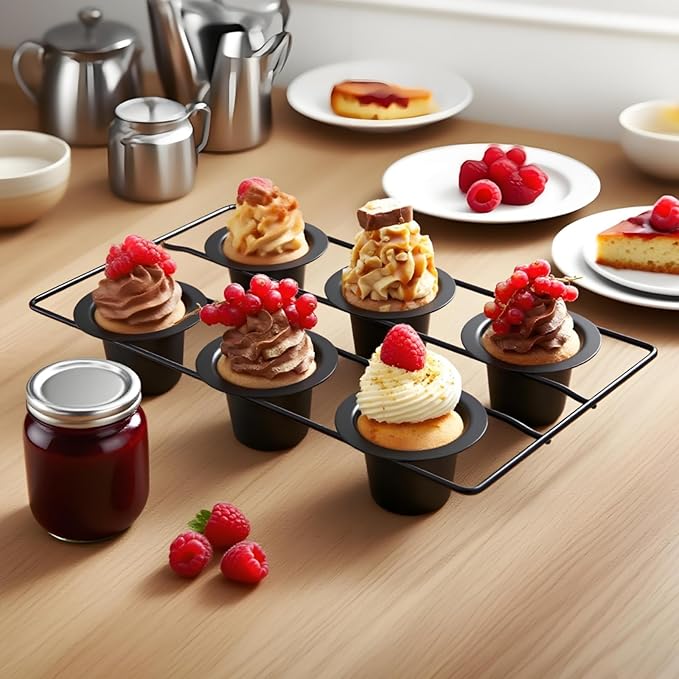 2 Pack Popover Pans, 12 Cups Nonstick Muffin Cupcake Pan, Carbon Steel Round Cheesecake Tin Bakeware Mould for Oven Baking, Muffins, Quiches, Pudding Cakes, Halloween Christmas