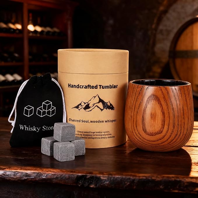 Wooden Whiskey Glass Set Of 2 Wooden Bourbon Glass Charred 10oz Bourbon Gifts For Him Man Husband Father Birthday Wood Whiskey Tumbler Handcrafted Whisky Cup