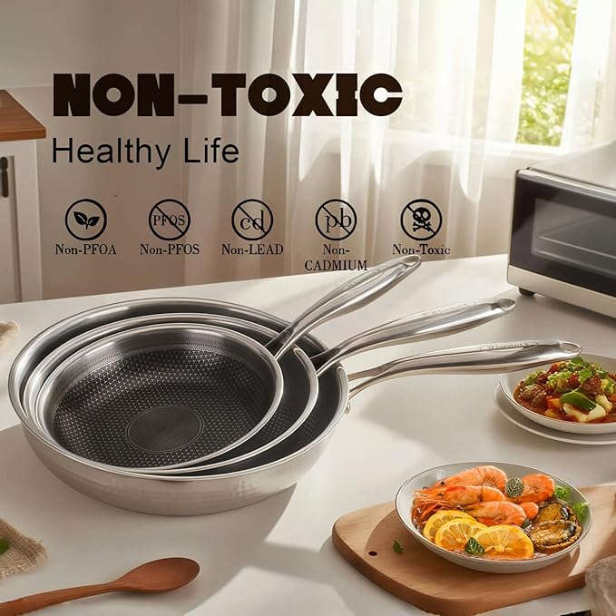 Stainless Steel Non Stick Skillet Frying Pans (10 inch)