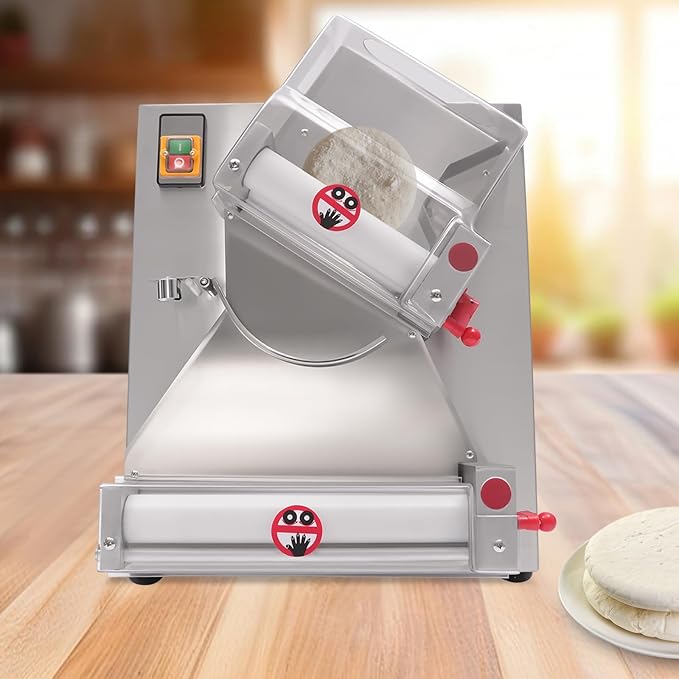 Pizza Dough Roller Machine,Pasta Maker,4-12" Automatic Commercial Dough Roller Sheeter, Stainless Steel Adjustable Thickness Dough Machine, for Pasta Maker Equipment