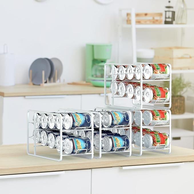 4 Pack Soda Can Organizer Storage Rack for 12oz Standard Soda Can, Stackable Beverage Storage Organizer Holder for Refrigerator, Stacking Drink Organizer Can Dispensers for Pantry, Fridge, Cabinet