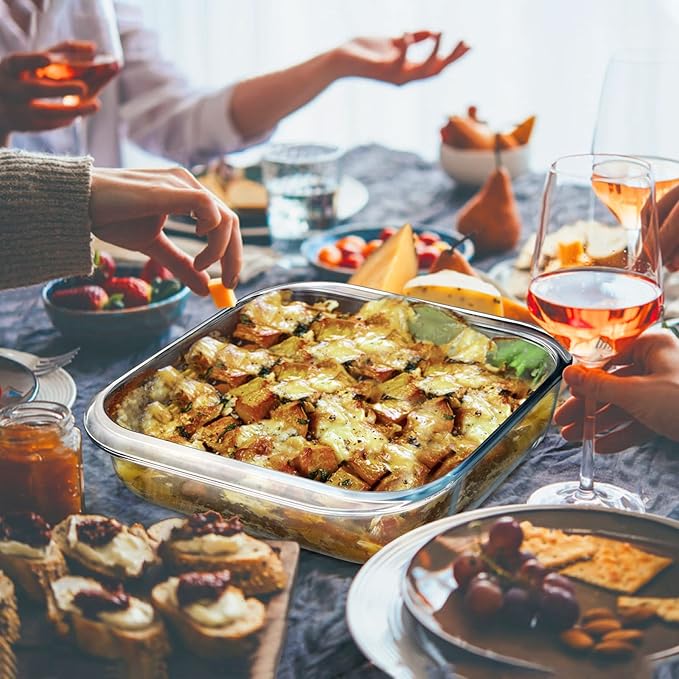 NUTRIUPS 2.4QT Square Glass Baking Dishes, 9x9In Square Baking Dish, Glass Baking Dish for Oven