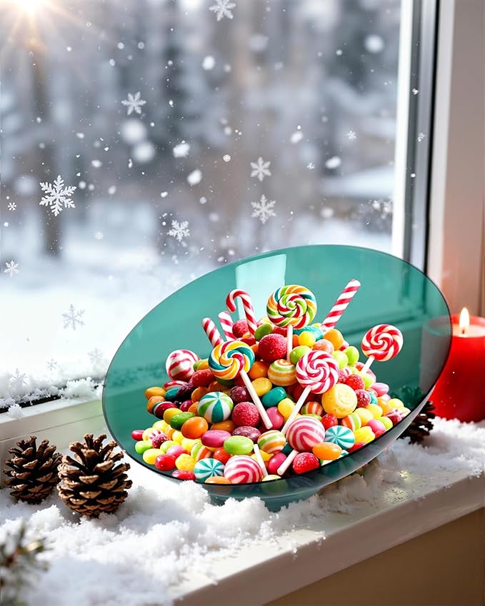 bUCLA 12 Pack Clear Green Plastic Serving Bowls - 54 OZ Christmas Angled Serving Bowls Disposable for Chip, Candy, Salad & Fruit - Ideal for X’mas Party