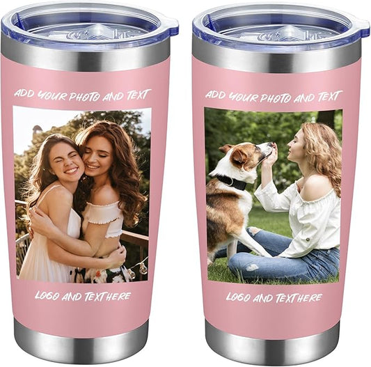 24 Pack Personalized Stainless Steel Tumbler,20oz Custom Water Bottle,Insulated Tumblers with Lids and Straws, Customizable Logo Pictureto, Engraved Termos