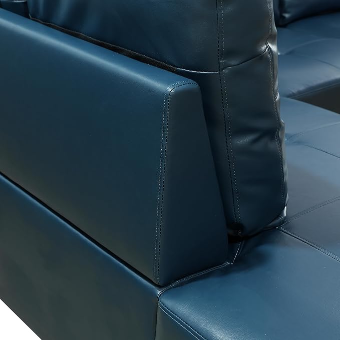 NicBex L Shaped Couch Sectional Couches for Living Room 2 Pieces Modern Sectional Sofa with Right Chaise Sectional Couch with Solid Frame for Living Room, Semi PU Leather, Peacock Blue