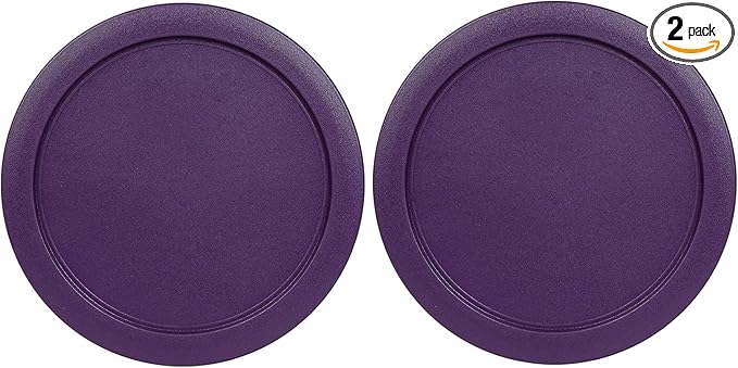 Replacement Lids for Pyrex 2-Cup Glass Food Storage Container Bowls, 5-Inch Plastic Round Lids Covers fits Pyrex 7200-PC, Airtight & Leakproof (2-Pack, Purple)
