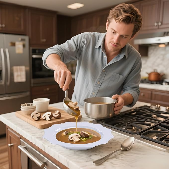 COLOSUS 60 Pack White Plastic Bowls, 12 oz Disposable Soup Bowls, Premium Plastic Dinner Bowls,Heavy-duty Dessert Salad Bowl for Party, Wedding, Dinner, Christmas, Thanksgiving, and Catering