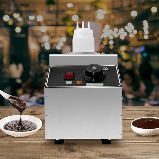 Electric Nacho Cheese Warmer Machine 1 Pot Commercial Hot Fudge Dispenser Stainless Steel Hot Chocolate Dispenser with 1 Sauce Squeeze Bottles for Cheese Caramel Jam Ketchup 80W (1 Pot)