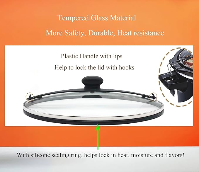 Oval Slow Cooker Lid with Sealing Ring and Clips Compatible for Hamilton Beach 6Qt Slow Cooker 33969，33866,33861