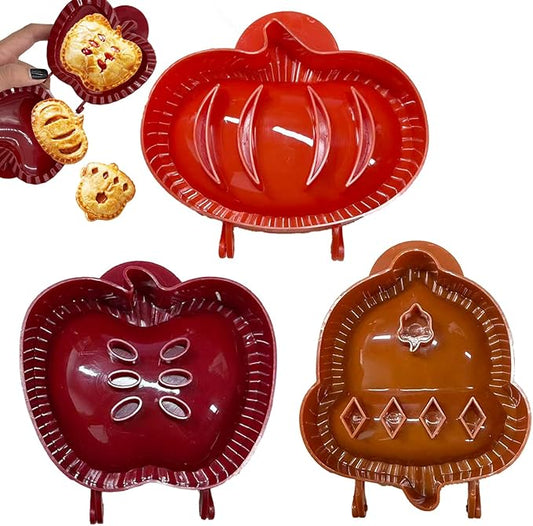 Holiday Mini Pie Mold, Christmas Dough Presser Pocket Pie Molds Fits,Party Food Apple Pie Mold, Party Potluck Hand Pie Molds, Pumpkin Cookie Cutters, for Festivals and Parties (3pcs)