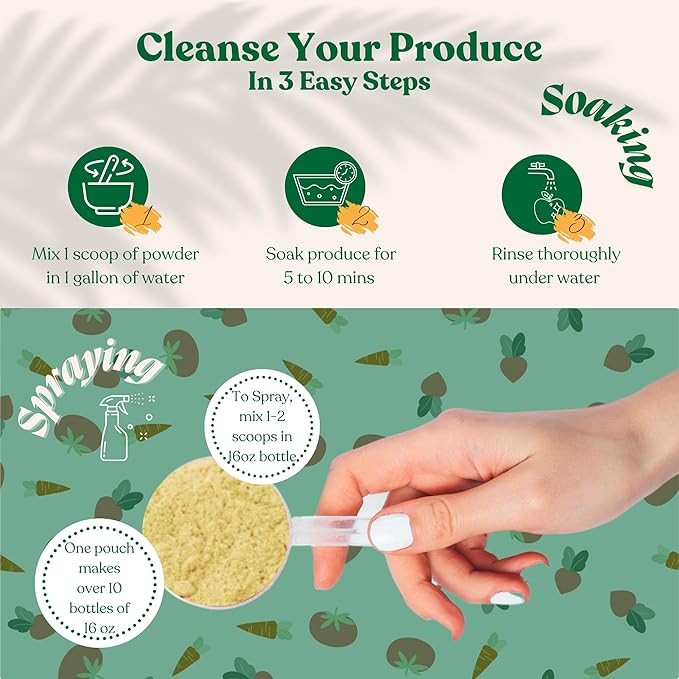 Natures Produce Wash, Fruit and Vegetable Wash, Removes Unwanted Residue, Extends Produce Life, Fruit Cleaner. 16 oz Value Pack - 5 Months Supply or Makes 20+ spray bottles (16 oz)