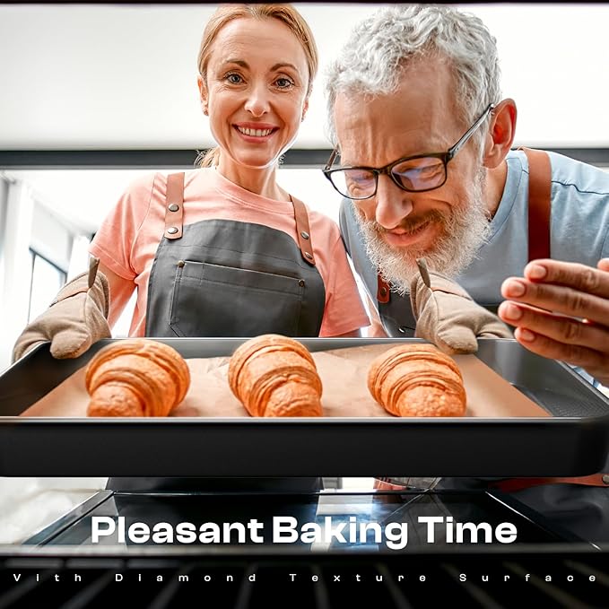 Nonstick Baking Pans Set, 8-Piece Stackable Bakeware Sets, Non-Toxic Oven Pan Set, Includes Baking Sheet, Cake Pan, Muffin Pan, Loaf Pan, Square Pan, Cookie Sheet & Roasting Pan, Black