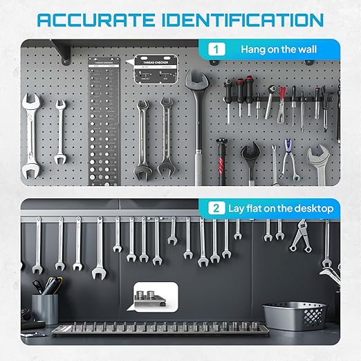 SEESII 34 Thread Checker, Nut and Bolt Thread Identifier Gauge: Precision Engineered with 15 Metric, 19 Standard & 8 Drill Sizes for Accurate Measurement - Bolt Size Finder Tool for DIY Enthusiasts