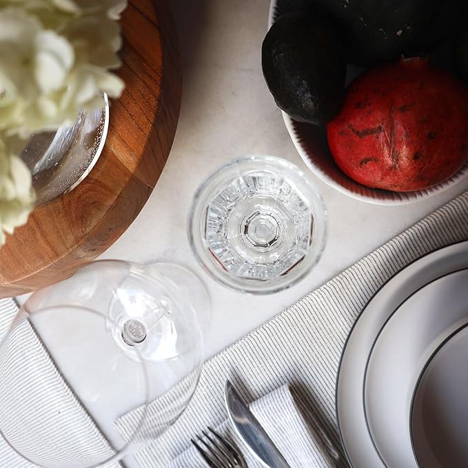 Beille Set of 10 Clear Classic Goblet Water Glasses Home Decor Glassware, 7.43oz