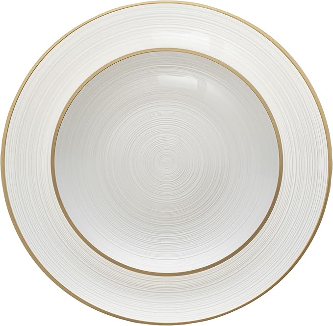 Restaurantware Plastic Plates 40 Pcs 7.13" and 10" Combo Gold Rimmed Plate Set Disposable Heavy-Duty White Translucent Rippled Plastic Dinner Servers for Party, Weddings, Salads, Desserts