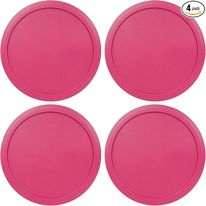 Replacement Lids for Pyrex 4-Cup Glass Food Storage Container Bowls, 6-Inch Plastic Round Lids Covers fits Pyrex 7201-PC, Airtight & Leakproof (4-Pack, Fuchsia)