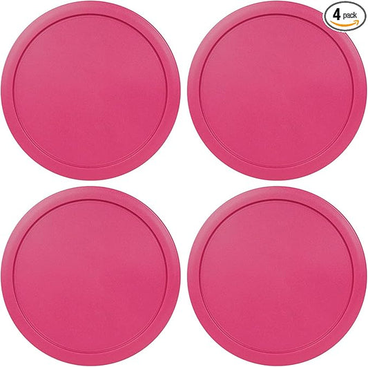 Replacement Lids for Pyrex 4-Cup Glass Food Storage Container Bowls, 6-Inch Plastic Round Lids Covers fits Pyrex 7201-PC, Airtight & Leakproof (4-Pack, Fuchsia)